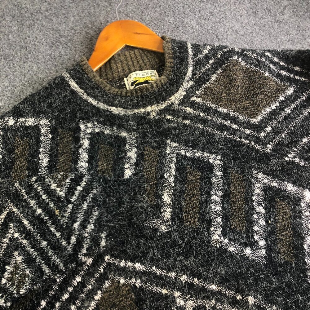 Vintage Le Tigre Sweater Mens 2XL XXL Geometric Knit 90s Crewneck USA Made